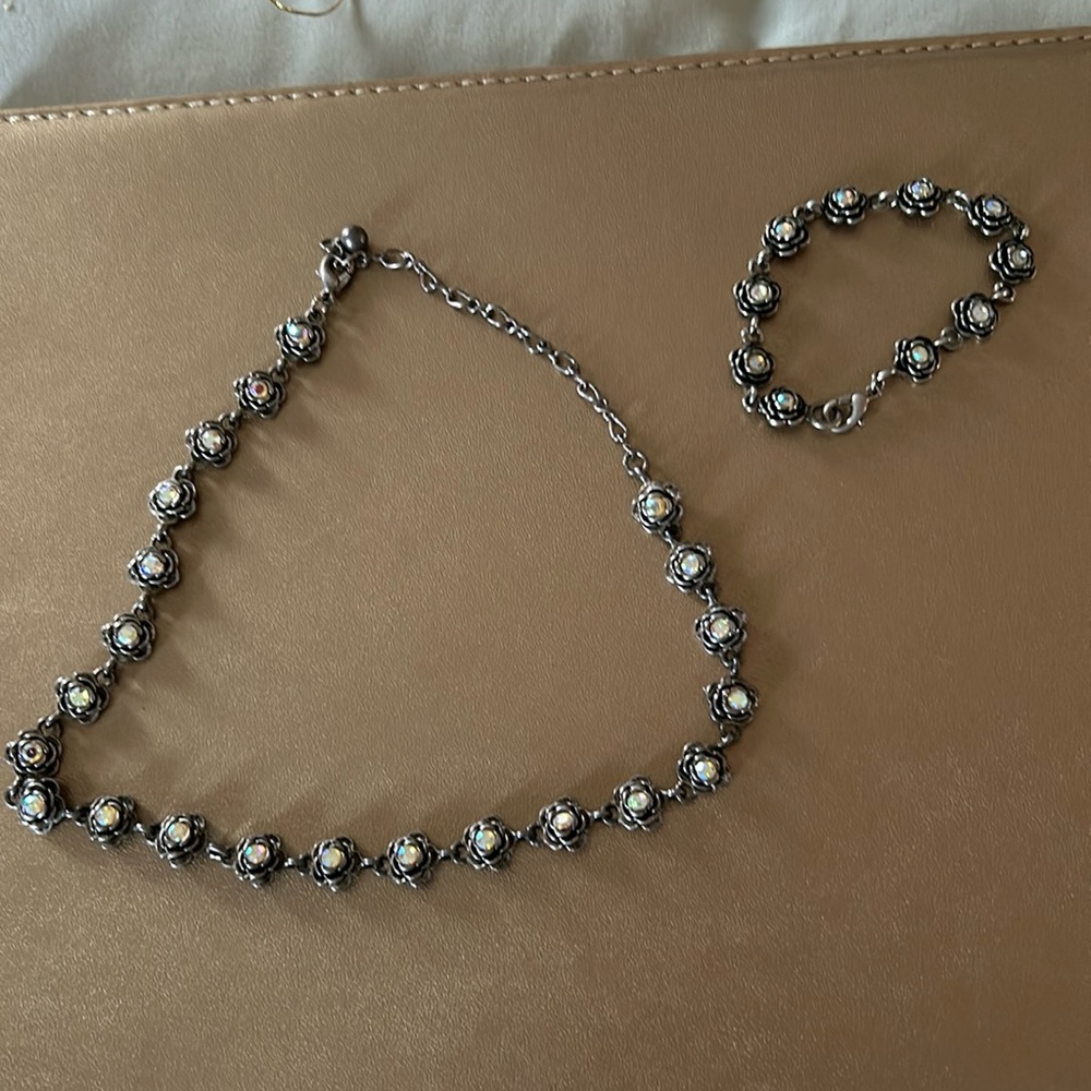 Premier floral crystal like matching necklace and bracelet
